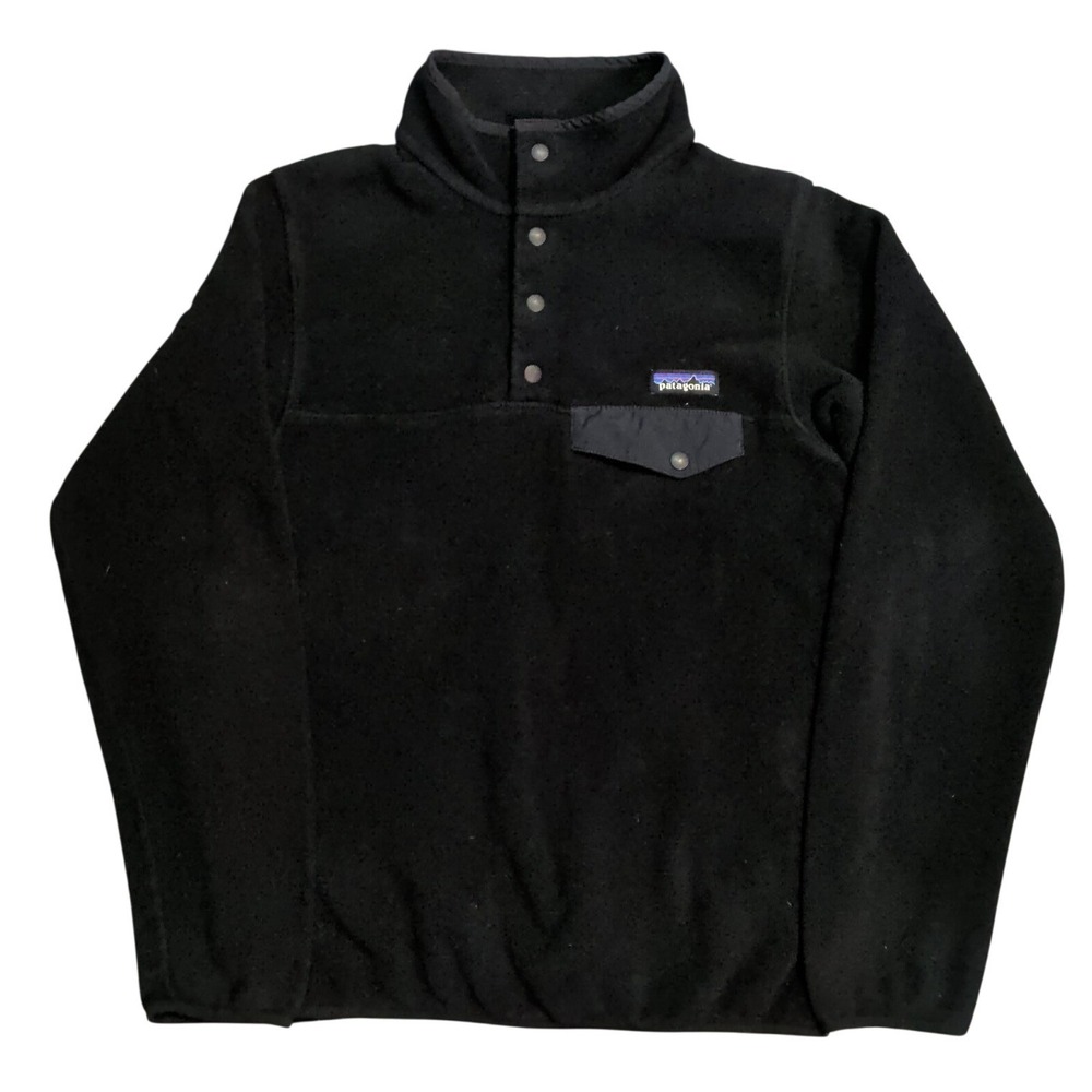 Patagonia Synchilla Snap T Fleece Womens Size Small Black Hiking Gorpcore Nature